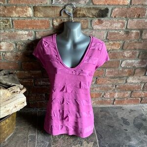 2 LOFT 1 Pink & 1 cream Cut Out Short Sleeve T-Shirts